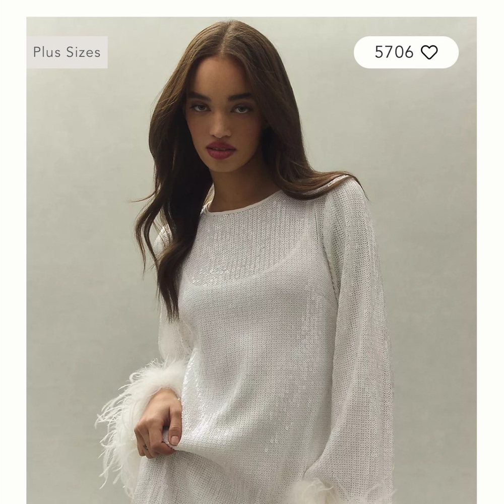 Hutch White Alissa Sequined Feather Dress